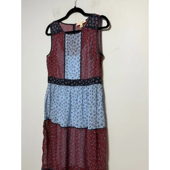 Ted Baker London Colorblock Floral Chiffon Midi Dress Women Sz 2 Old Money Chic - Picture 4 of 8